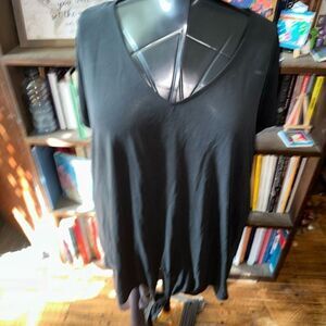 Torrid black slub tie front plus size 1x minimalist basic tee